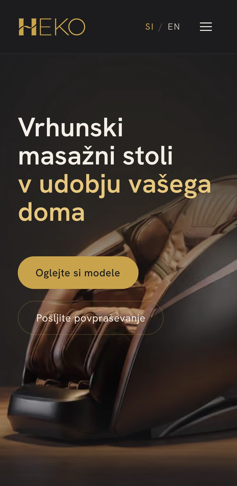 Spletna stran HEKO masažni stoli na telefonu